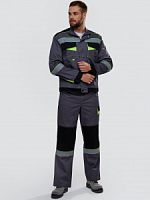 Костюм ХОВАРД-1 БРЮКИ р.68-70/170-176 темно-серый с черным и лимонным с СОП