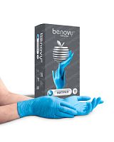 Перчатки нитриловые одноразовые Benovy голубые , р.XL