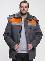Куртка зимняя для бригадира NEW (тк.Смесовая,210) 64-66/170-176 т,серый /оранжевый